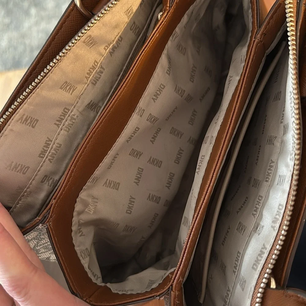 DKNY Brown Gold Monogram Handbag
